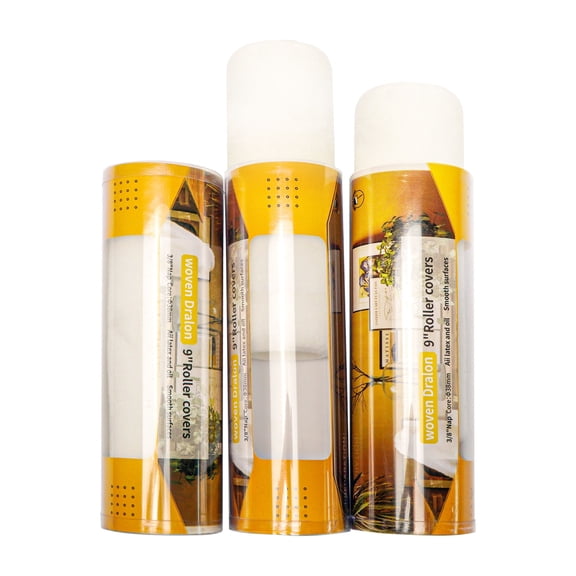 Voomey 3-Piece 9'' White Woven Dralon Fabric Paint  Roller Cover