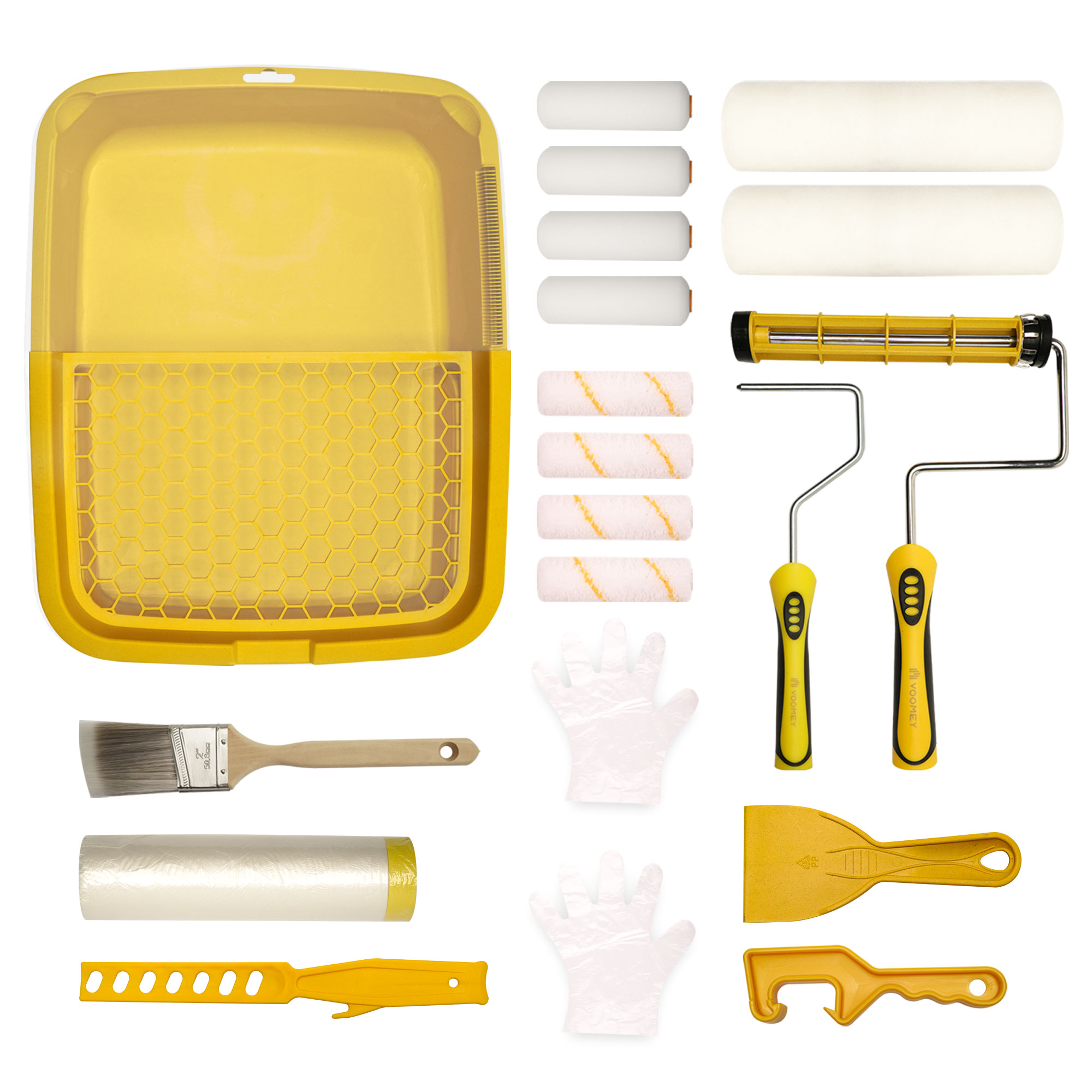 4PC Small Paint Roller Tray Set Foam 4" Brush Wall House Supplies Tool