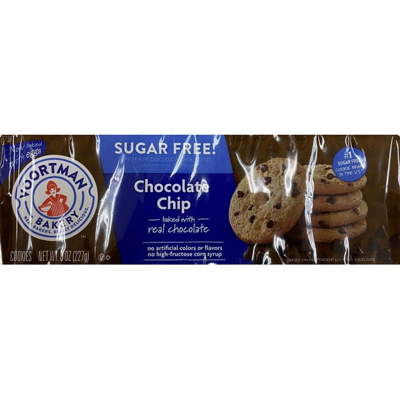 Voortman Bakery SUGAR FREE Chocolate chip Cookies 8 Oz Pack NEW FREE SHIPPING
