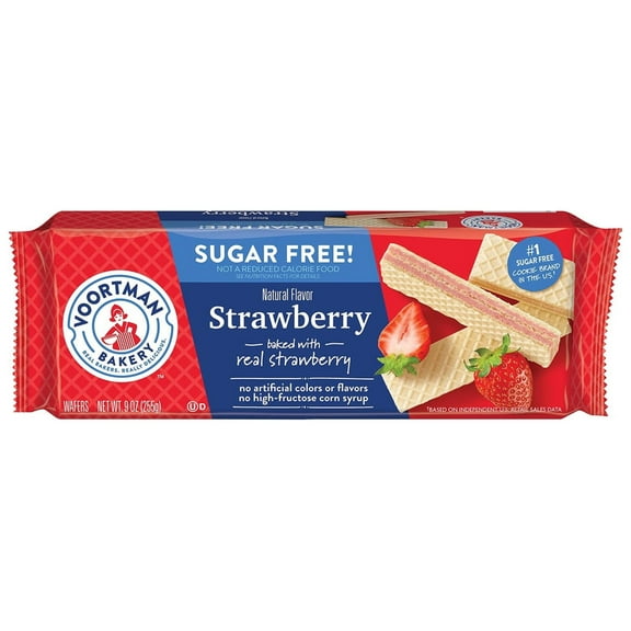 Voortman Bakery Sugar Free Strawberry Wafer, 30 Count (Pack of 12)