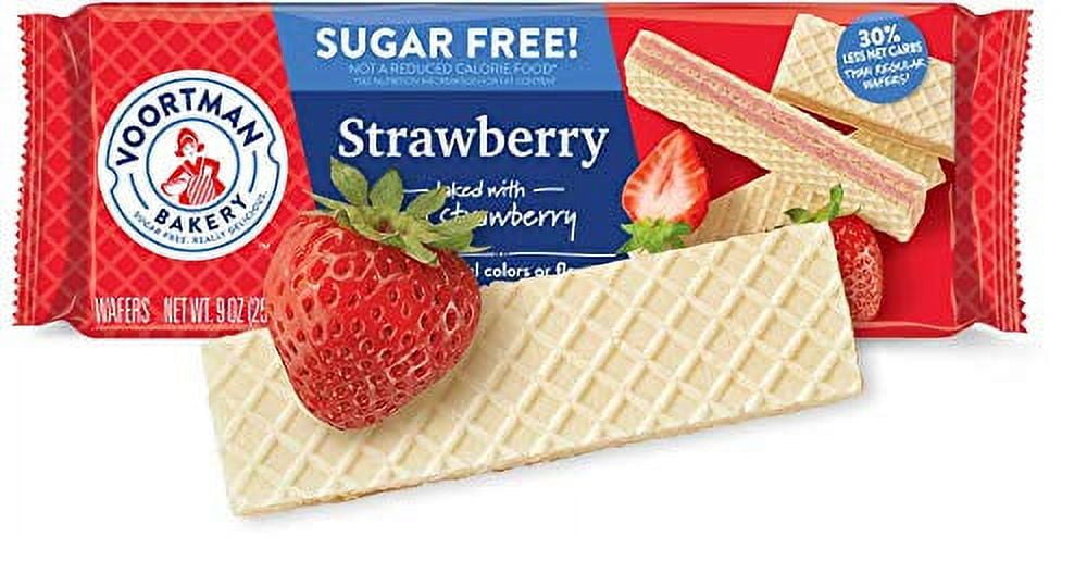 Voortman Bakery Sugar Free Wafer Cookies, Pack of 4 (Sugar Free Strawberry)