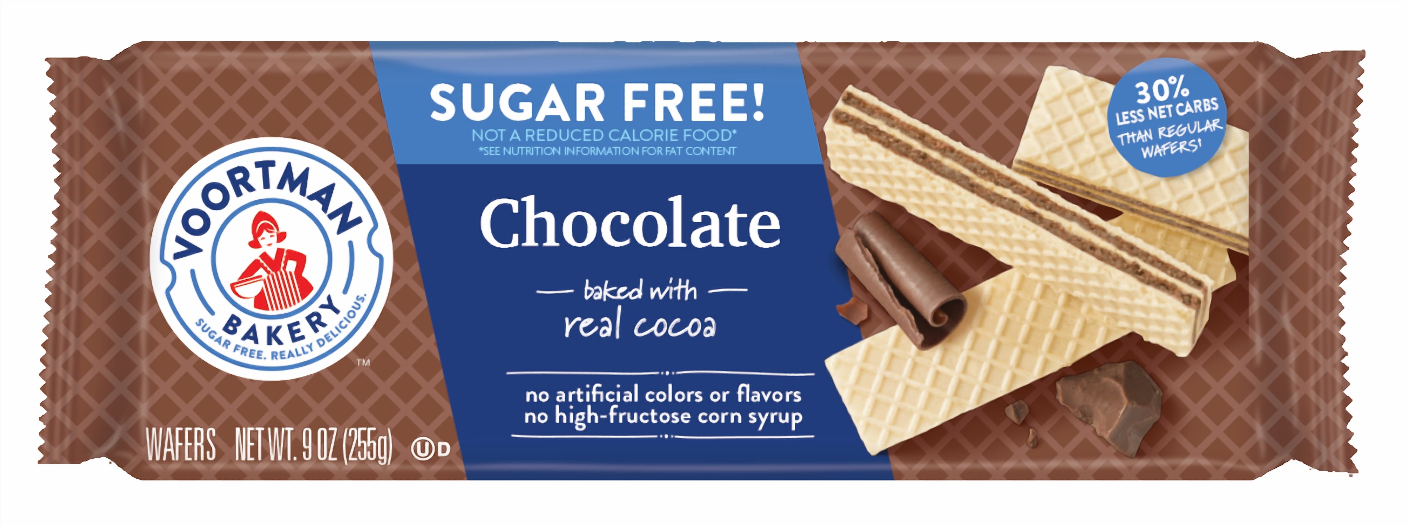 Voortman Sugar-Free Chocolate Wafer Cookies, 9 oz (Pack of 12)