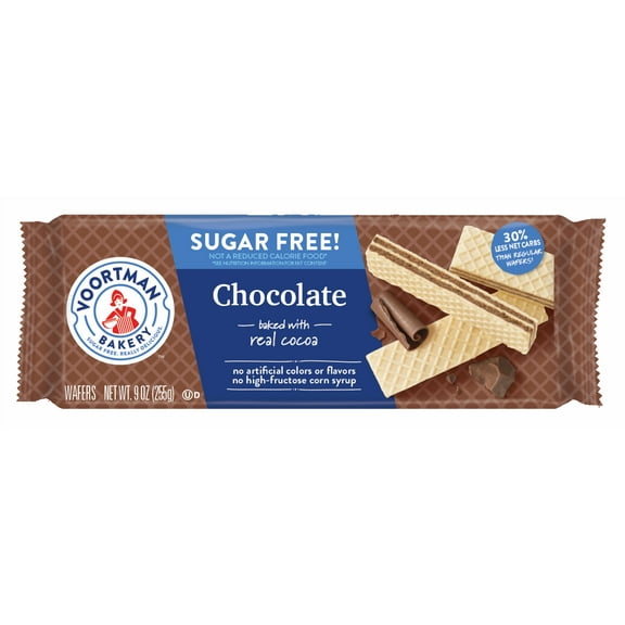 Voortman Sugar-Free Chocolate Wafer Cookies, 9 oz (Pack of 18)