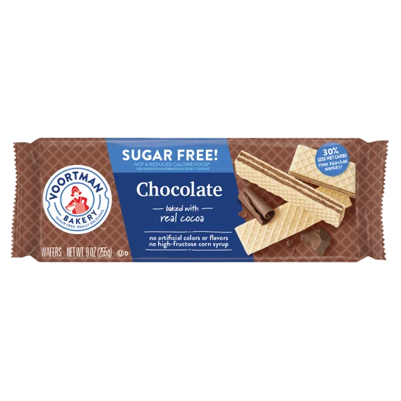 Voortman Sugar-Free Chocolate Wafer Cookies, 9 oz (Pack of 32)