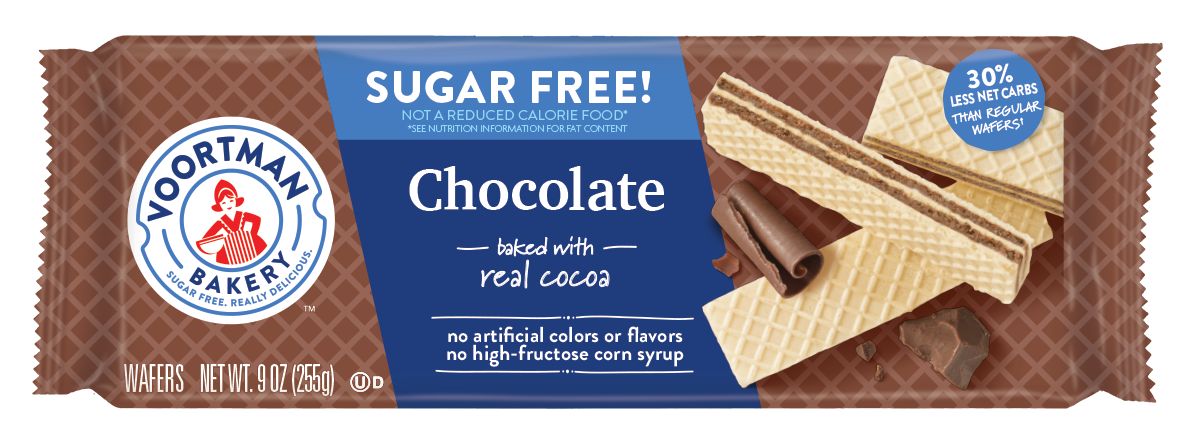 Voortman Sugar-Free Chocolate Wafer Cookies, 9 oz (Pack of 8)