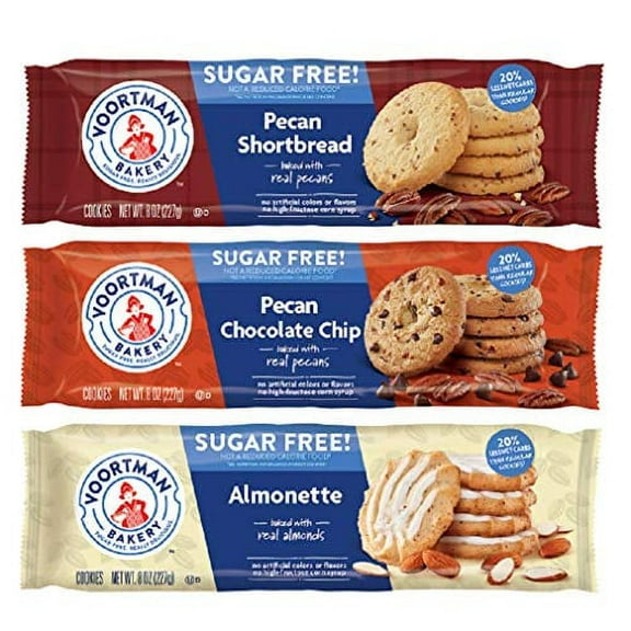 Voortman Sugar Free Cookie Variety | Pecan Chocolate Chip, Pecan Shortbread