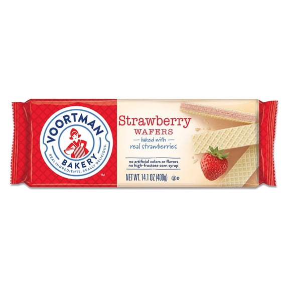 Voortman Wafers, Strawberry, Wrapper (Pack of 14)