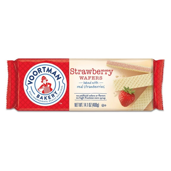 Voortman Wafers, Strawberry, Wrapper (Pack of 32)