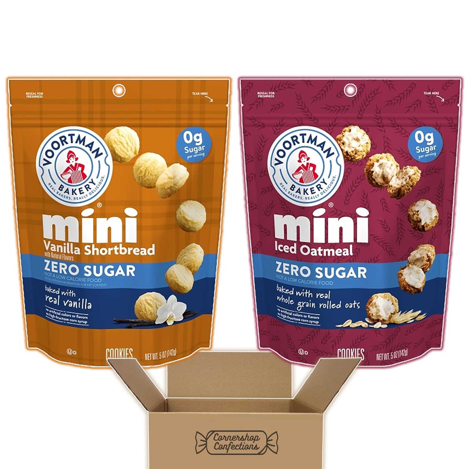 Voortman Zero Sugar Mini Cookies Variety Pack 1 Resealable Bag Each