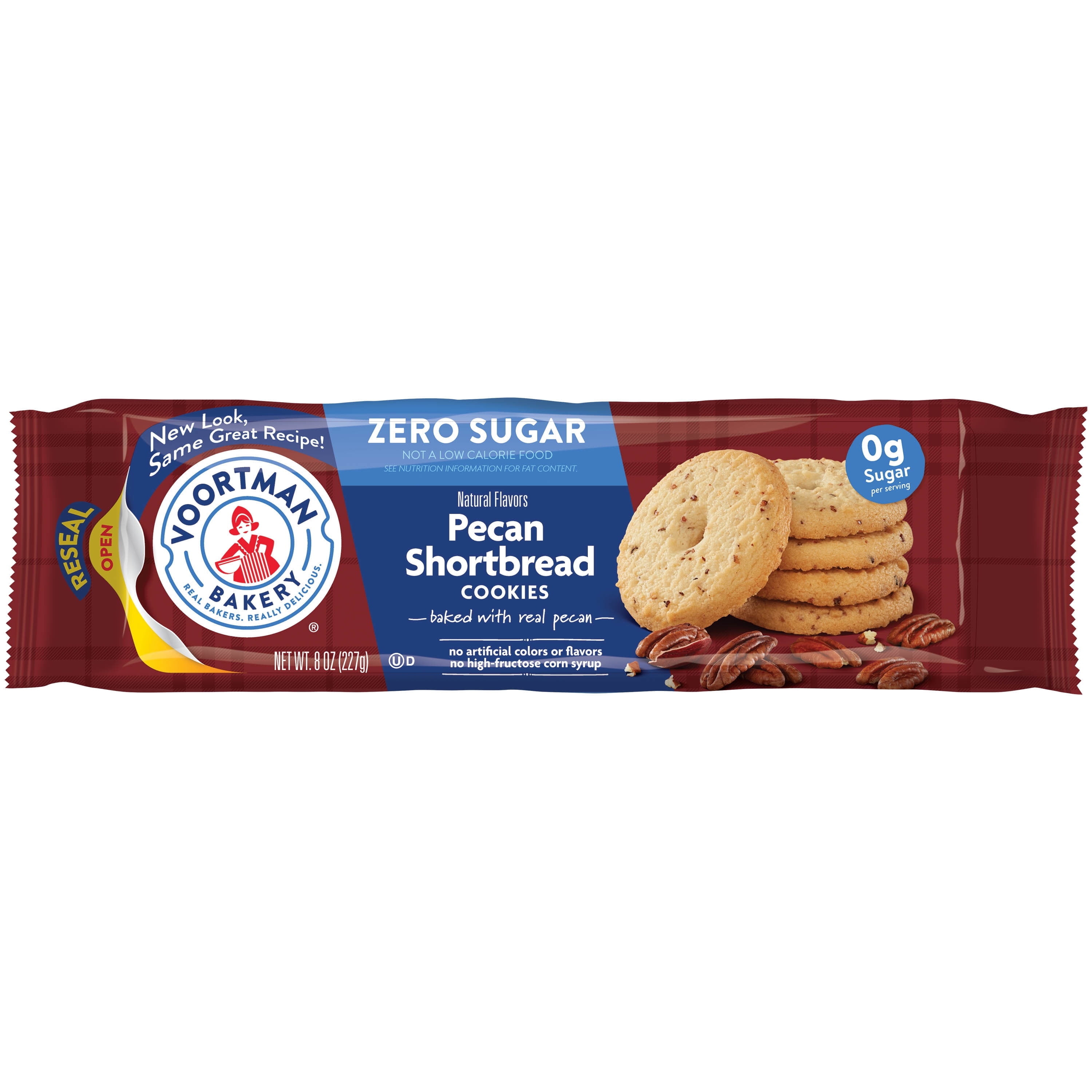 Voortman Zero Sugar Pecan Shortbread Cookies: Baked with Real Pecans (8 oz) 