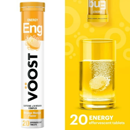 Voost Energy Vitamin Supplement Drink Tablet, Vitamin B12, for Men & Women, Orange Mango, 20 Ct
