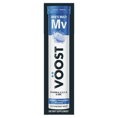 Voost Men's Multivitamin Effervescent Vitamin Drink Tablet, Blueberry Pomegranate, 20 Ct