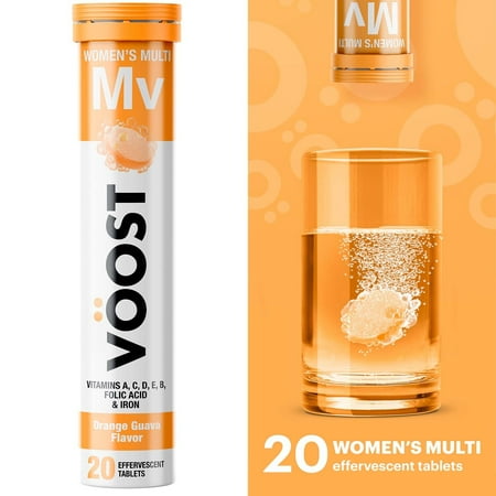 Voost Women's Multivitamin Effervescent Vitamin Drink Tablet, Orange Guava, 20 Ct