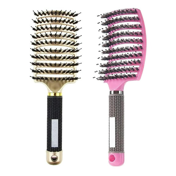 Voremy Magical Detangling Brush for Wet or Dry Hair - Ultra Detangler for Men, Women and Kids, Fast Drying Styling and Massage Hairbrush (Gold + Pink)
