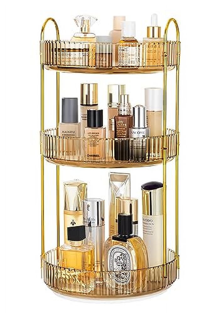 Vorey 360 Rotating Makeup Organizer Countertop 3 Tier Bathroom