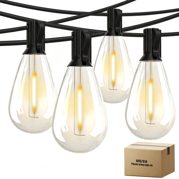 Vorfor 50ft Outdoor String Lights, with 26 Led Waterproof Bulbs, Connectable Patio Hanging Lights for Yard, Garden, Canopy