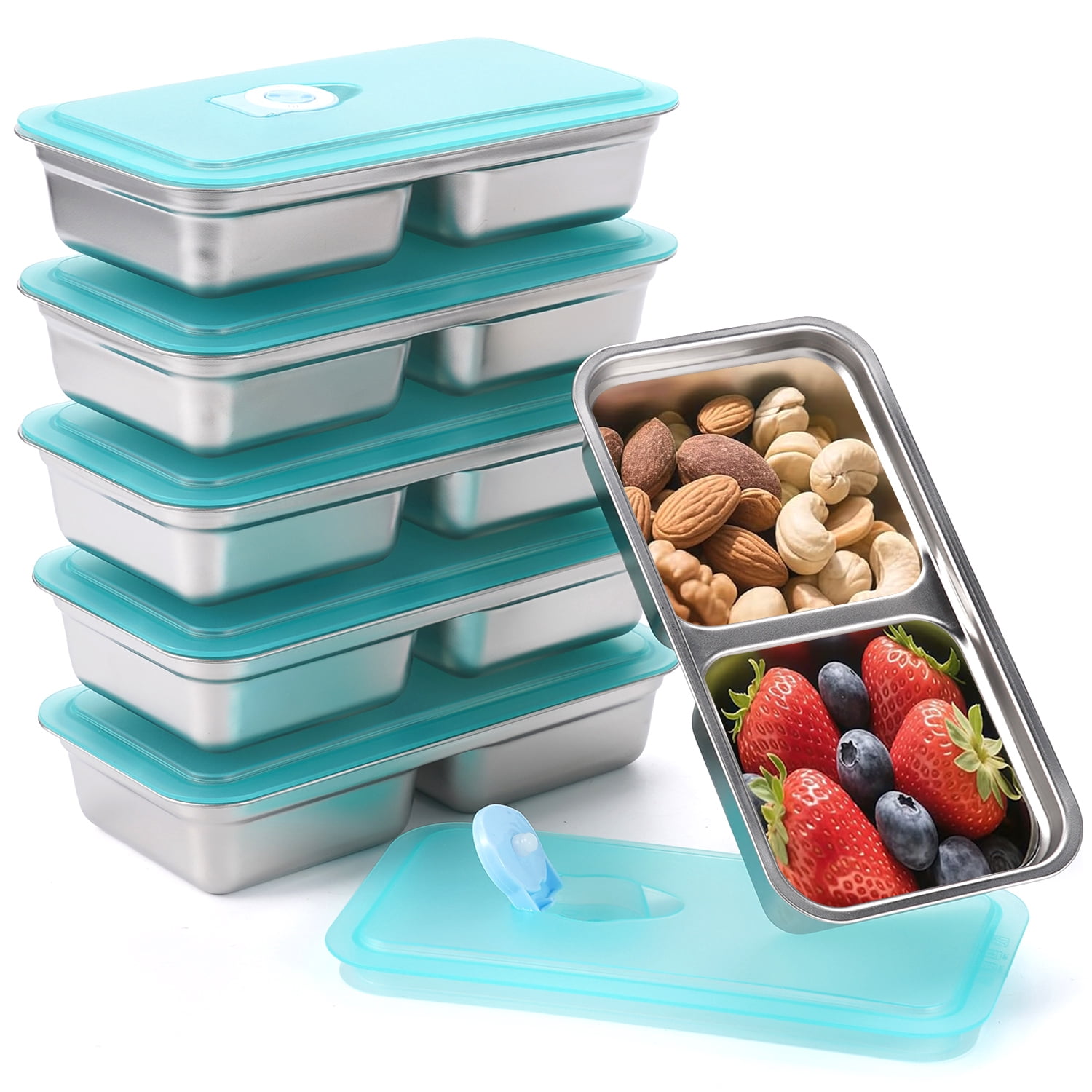Vorfor 6 Pcs Stainless Steel Snack Box 30 oz Lunch Box Food Storage Containers, Leakproof Lunch Box Reusable Dishwasher Bento Boxes for Work, Picnic