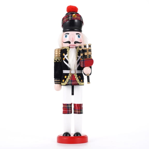 Vorfor Nutcracker Soldier Christmas Decorations, Wooden Nutcracker Drum Ornaments Collectible Festive Xmas Figures Decor Gift Indoor 12'' Black