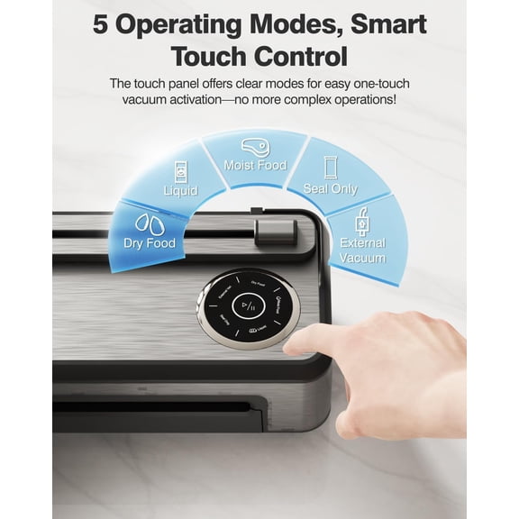 Voriah Vacuum Sealer Machine with Smart Touchscreen, 95kPa Dual-Pump Suction, 30cm Sealing Bar for Food Preservation