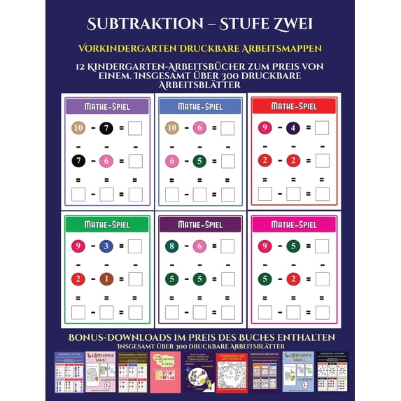 Vorkindergarten Druckbare Arbeitsmappen: Vorkindergarten Druckbare Arbeitsmappen (Subtraktion - Stufe Zwei) : 12 Kindergarten-Arbeitsbücher zum Preis von einem. Insgesamt über 300 druckbare Arbeitsblätter (Series #31) (Paperback)