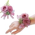 thumbnail image 1 of Vorkoi 1-3 cm Artificial Silk Pink Roses Wedding Bridesmaid ( 2 Count), 1 of 6