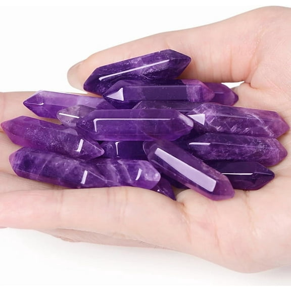 Vorkoi 10 PCS Amethyst Crystals Set Wands Polished Healing Crystal Stones Bulk Natural Hexagonal Pointed Reiki Energy Balancing Meditation Therapy Wand Gift