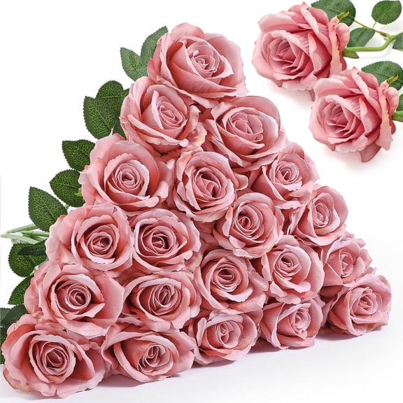 Vorkoi 10 Pcs Artificial Flowers Fake Silk Black Roses Bulk, Faux Real Touch Roses Bouquet with Long Stem for Wedding Party Home Decor