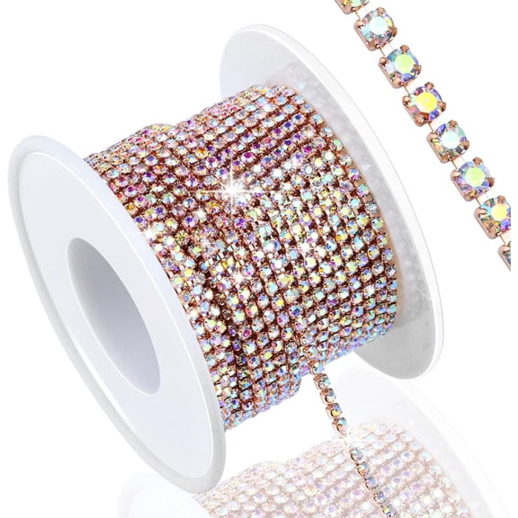 Vorkoi 10 Yards 2MM Crystal Rhinestone Close Chain Trim for Sewing Crocs Shoes Clothes Cups, SS6 Claw Rhinestone Chain for Craft Jewelry Wedding Bouquet DIY Decoration