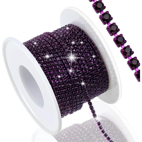 Vorkoi 10 Yards 2MM Crystal Rhinestone Close Chain Trim for Sewing Crocs Shoes Clothes Cups, SS6 Claw Rhinestone Chain for Craft Jewelry Wedding Bouquet DIY Decoration