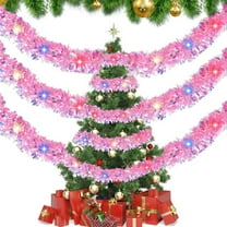 Vorkoi 16.4 Ft Christmas Tinsel Garland,Pink Glittering for Xmas Tree Birthday Party Wedding Supplies Decoration