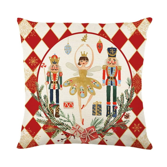 Vorkoi 18"x18” Nutcracker Cotton Linen Merry Christmas Decorative Pillow Covers, Machine Washable