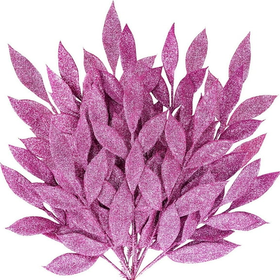 Vorkoi 20 Pcs Teal Glitter Bay Leaf Sprays Artificial Christmas Tree Picks Sprays 12.7" Tall for Teal Christmas Tree Winter Wreath Swag Floral Arrangement Vase Wedding Bouquet Centerpiece Decoration