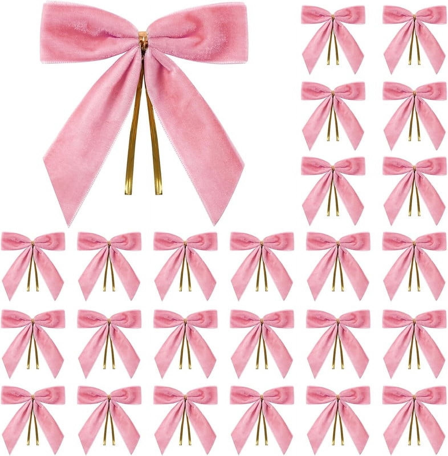 24 Pcs Burgundy Velvet Bows For Christmas Tree, Wreath, Gift
