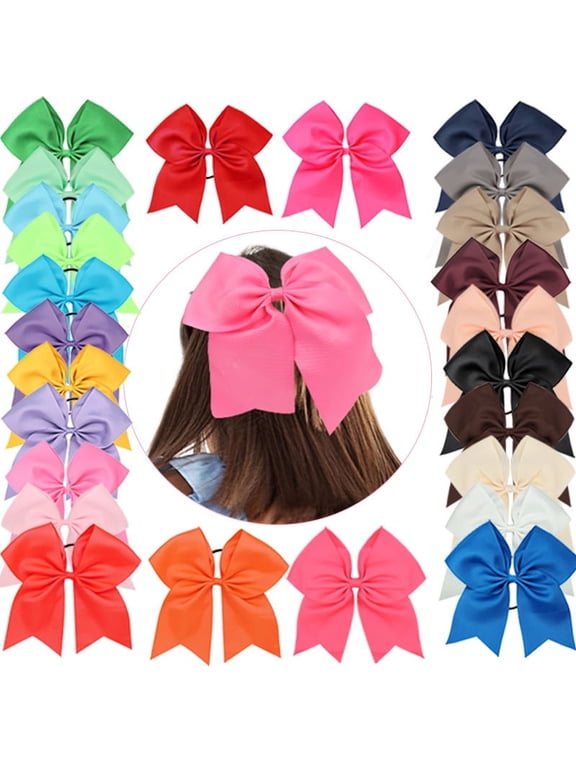 2PCS Large Cheer Bows for Cheerleaders Hair Bows for Girls Softball Hair Bows Teen Girls College Sports Elastic Ponytail Holder School Cheerleading Hair Accessories 8 Inch Bows for Girls