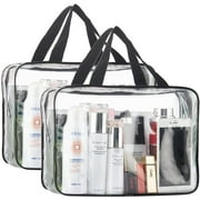 Vorkoi 2PCS Large Clear Makeup Cosmetic Toiletry Organizer Bag, Clear Tote Bags, Waterproof Transparent Handbag