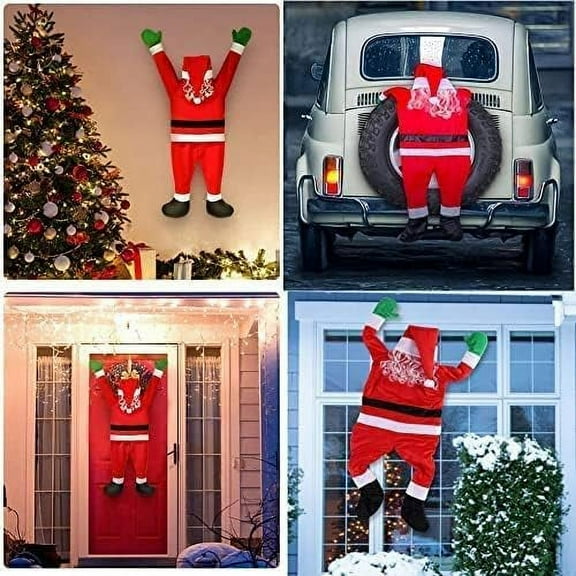 Vorkoi 3.5 Ft Hanging Christmas Santa Claus Decorations,Christmas Ornaments Decoration from The Gutter Roof Outdoor Yard Decor Home Wall Car Indoor