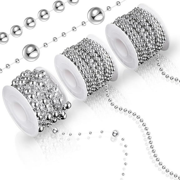 Vorkoi 3 Rolls 66 Feet Pearls String Garland Decoration Artificial Beads Chain for Faux Pearl Garland Roll Strand for Crafting String of Flowers Wedding