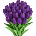 thumbnail image 1 of Vorkoi 30PCS Artificial Tulip Flowers - 13.7" Real Touch Fake PU Tulips Bouquet Faux Spring Flowers for Floral Arrangements Table Centerpiece Kitchen Home Mothers Day Easter Decorations, 1 of 6