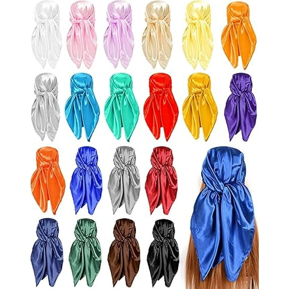 Vorkoi 35" Satin Head Scarf Large Square Scarf Silk Feeling Fashion Hair Wrapping Scarves for Women Girls