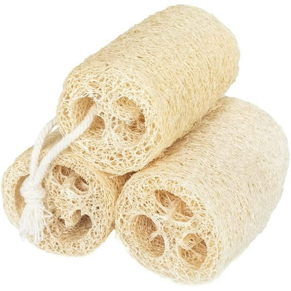 Vorkoi 3PCS Natural Loofah Sponge - Organic Loofah Luffa Sponges Bath Shower Puff for Men and Women Bathing, Spa, Massaging Daily Skin Cleansing Care