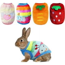 Vorkoi 4 Pcs Bunny Clothes for Rabbits- Small Animal Guinea Pig Warm Vest Clothes Costume Soft T-Shirt Clothes for Rabbits Hamster Clothes Kitten Ferret Chihuahua Puppy Mini Dog and Small Animals