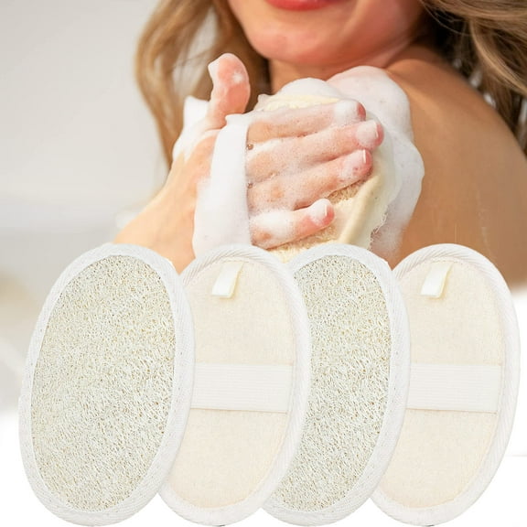 Vorkoi 4PCS Loofah Pads Natural Exfoliating Loofah Sponge for Shower