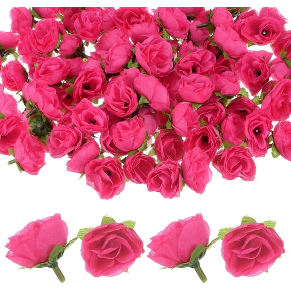 Vorkoi 50pcs Artificial Roses Heads, 1.3 Inch Small Silk Faux Rose Head for Wedding/Bouquet/Party Decorations, Fake Bloom Flower Heads Buds