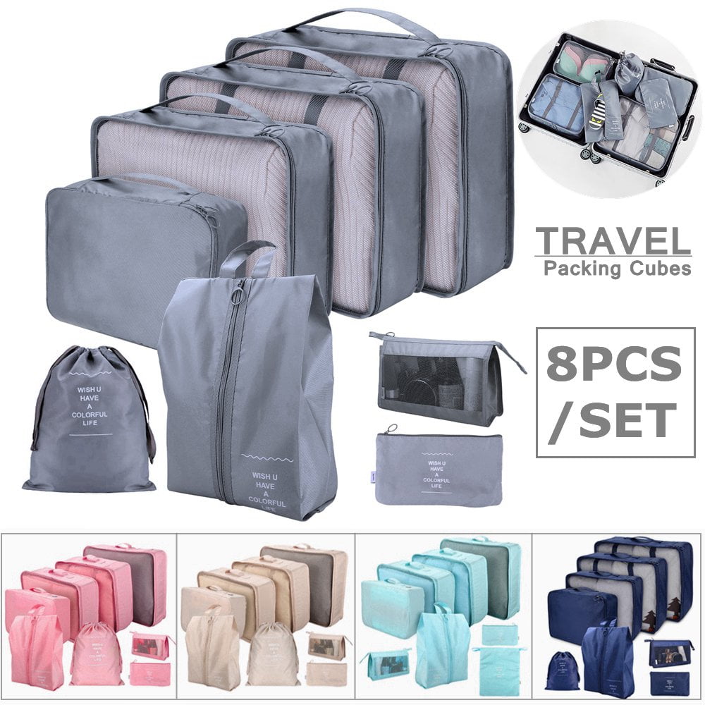 Vorkoi 8PCS Packing Cubes for Suitcases, Travel Cubes Packing Luggage Organizers Accessories Bag,Large Lightweight Waterproof Storage Bag Cosmetic Bag Clothes Shoe Bag