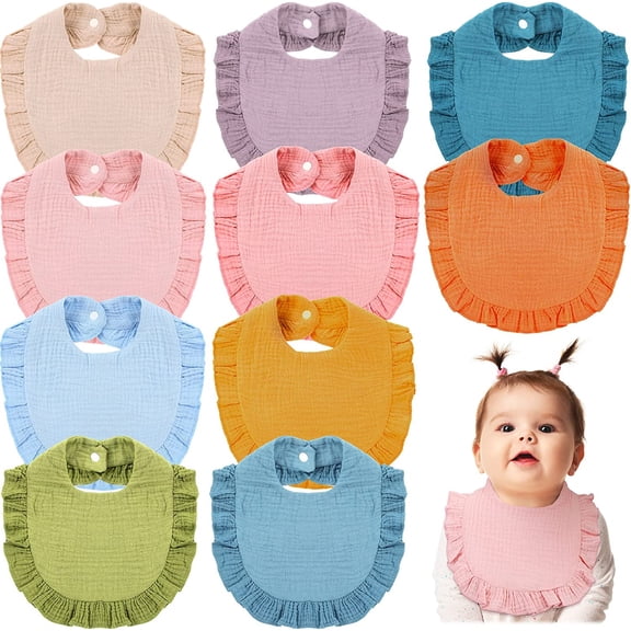 Vorkoi Baby Bandana Machine Washable Cotton and Absorbent Baby Bib, Amy Green