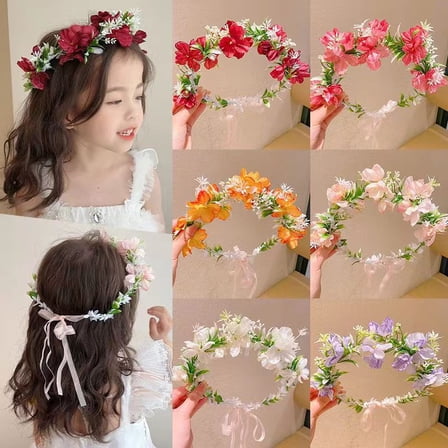 Vorkoi Baby Girls Flower Crown Flower Girl Headpiece boho Little Wreaths for Weddings, Family photography