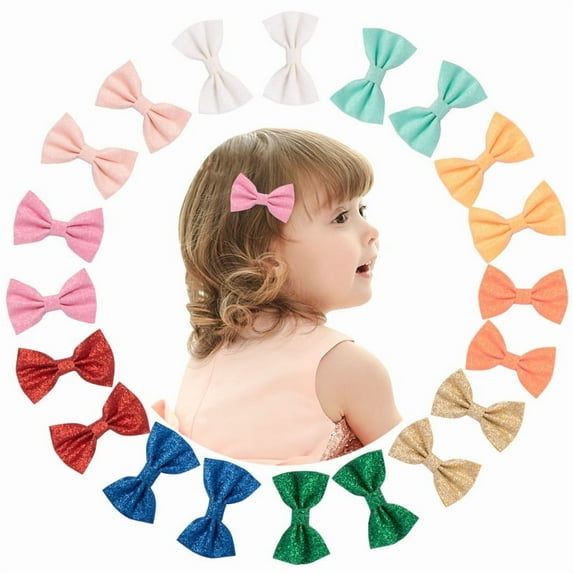 Vorkoi Baby Hair Clips in Pairs Baby Girls Fully Lined Baby Bows Hair Pins Tiny 2" Hair Bows Alligator Clips for Girls Infants Toddlers
