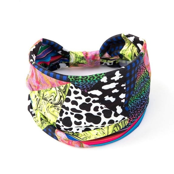Vorkoi Boho African Headbands Yoga Wide Knot Hair Bands Sweat Printed Headwraps Elastic Turban Headscarfs Multicolor Headwear Outdoor Hair Accessories for Women and Girls