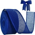 thumbnail image 1 of Vorkoi Burlap Royal Blue Wired Ribbon, 1 1/2 inch 10 Yard Jute Ribbon for Decoration Bows Tree Toppers Ribbons Craft Gift Wrapping Wreath Sewing, for Winter Christmas Wreath Decor, 1 of 6