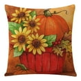 thumbnail image 1 of Vorkoi Fall Throw Pillow Covers 18x18 Inch Autumn Thanksgiving Pumpkin Sunflower Decorative Farmhouse Pillow Cases Square Linen Couch Cushion Cover for Living Room Bed Sofa Bench Patio Outdoor, 1 of 5